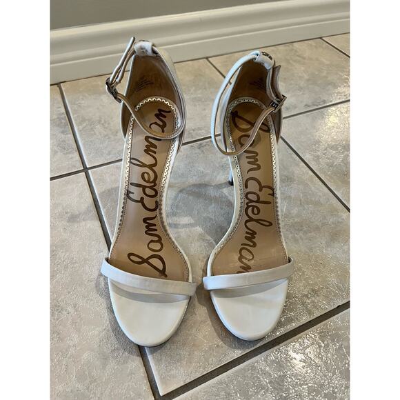 Sam Edelman Arielle White Ankle Strap Stiletto Dress 5” Heels Size 10 - Picture 1 of 7